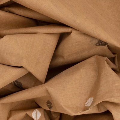 Taupe Handloom Dhakai Cotton Saree With Buttas-Taupe