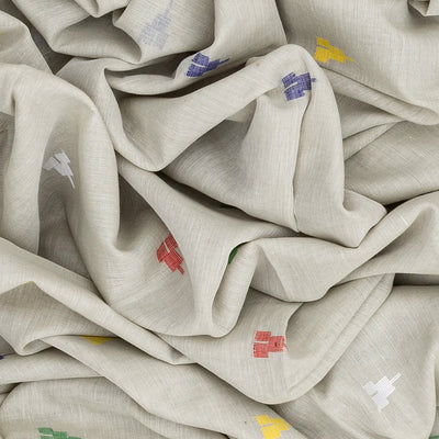 Cream Handloom Dhakai Cotton Saree With Temple Motifs-Cream