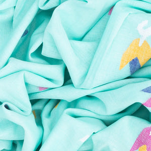 Turquoise Handloom Dhakai Cotton Saree With Flower Motifs-Turquoise