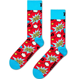 Happy Socks Unisex Dad Crew Length Socks for Women and Men