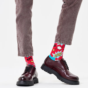 Happy Socks Unisex Dad Crew Length Socks for Women and Men