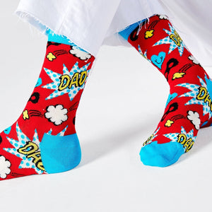 Happy Socks Unisex Dad Crew Length Socks for Women and Men