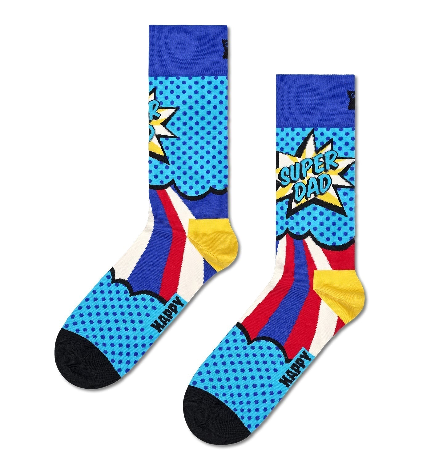 Happy Socks Unisex Super Dad Crew Length Socks for Women and Men
