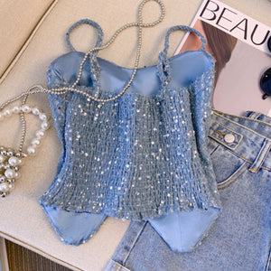 Bodor Statement Vest Tops in Blue