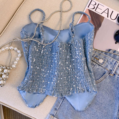 Bodor Statement Vest Tops in Blue