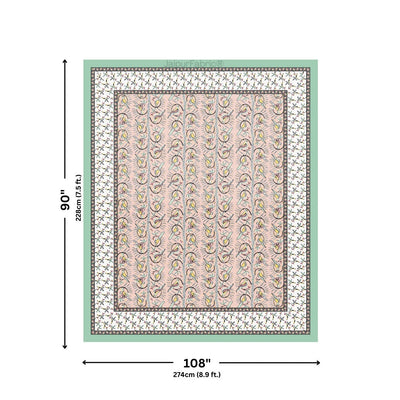 Perky Parrots Peach Pure Cotton King Size Bedsheet