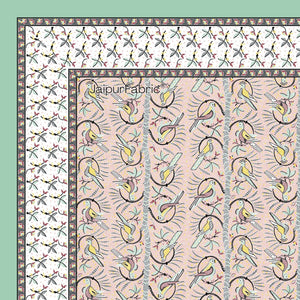 Perky Parrots Peach Pure Cotton King Size Bedsheet
