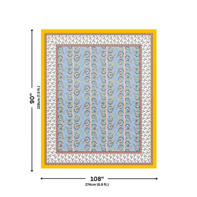 Perky Parrots Blue Pure Cotton King Size Bedsheet