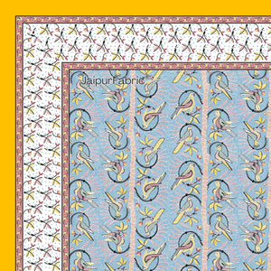 Perky Parrots Blue Pure Cotton King Size Bedsheet