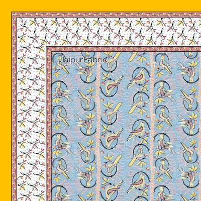 Perky Parrots Blue Pure Cotton King Size Bedsheet