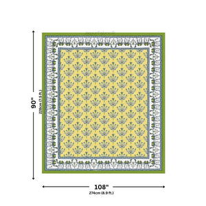 Floral Corsage Yellow Pure Cotton King Size Bedsheet