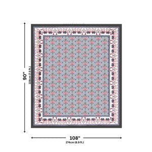 Floral Corsage Blue Pure Cotton King Size Bedsheet
