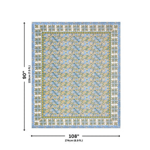Delightful Dales Blue Pure Cotton King Size Bedsheet