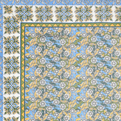 Delightful Dales Blue Pure Cotton King Size Bedsheet