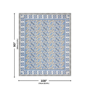 Fresh & Frisky Colourful Dales Blue and Gracious Spread Grey Pure Cotton King Size Bedsheet Combo of 3