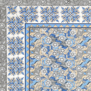 Fresh & Frisky Colourful Dales Blue and Gracious Spread Grey Pure Cotton King Size Bedsheet Combo of 3