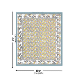 Deer Forest Yellow Pure Cotton King Size Bedsheet