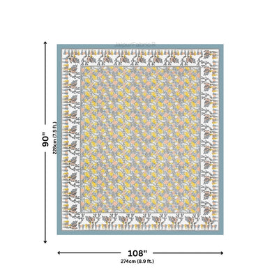 Deer Forest Yellow Pure Cotton King Size Bedsheet