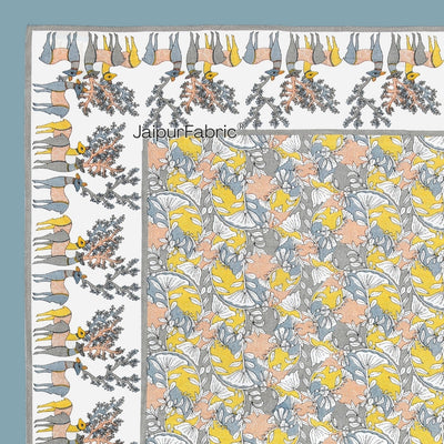 Deer Forest Yellow Pure Cotton King Size Bedsheet