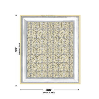 Peacock Park Yellow Pure Cotton King Size Bedsheet