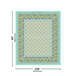 Pattachitra collection Seafoam Green and Yellow Double Bedsheet