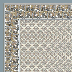 Pattachitra collection Grey and Golden Double Bedsheet