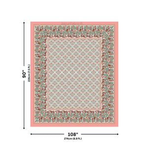 Pattachitra collection Peach and Green Double Bedsheet