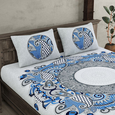 Cosmic Kolam Royal Blue Double Bedsheet