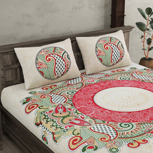 Cosmic Kolam Coral Pink Double Bedsheet