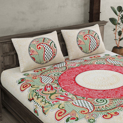 Cosmic Kolam Coral Pink Double Bedsheet