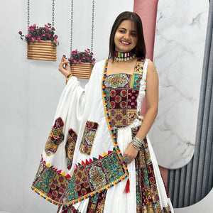 Pure Cotton White Concept Navratri Special Chaniya Choli