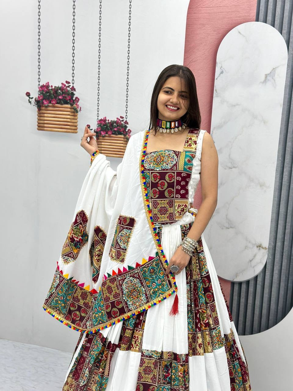 Pure Cotton White Concept Navratri Special Chaniya Choli