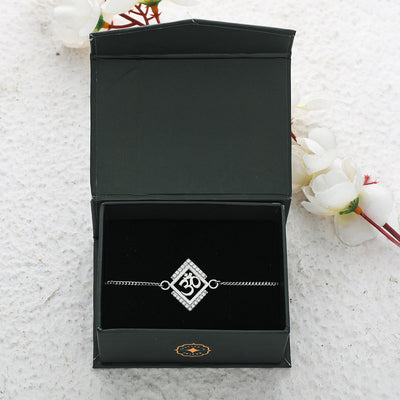 trueBrowns Men 925 Sterling Silver Precious Om Bracelet