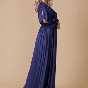 Dylan & Davids Long Open Sleeve Satin Formal Dress