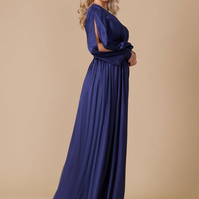 Dylan & Davids Long Open Sleeve Satin Formal Dress