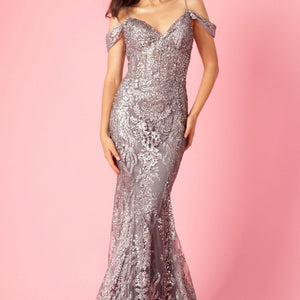 Dylan & Davids DD1354 Off Shoulder Sequin Corset Formal Dress