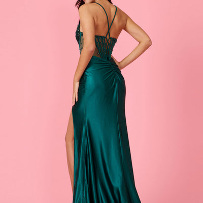 Dylan & Davids Long Beaded Formal Corset Prom Dress