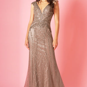 Dylan & Davids Fully Hand Beaded Long Couture Formal Evening Dress