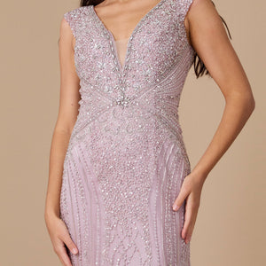 Dylan & Davids Long Hand Beaded Couture Formal Evening Dress