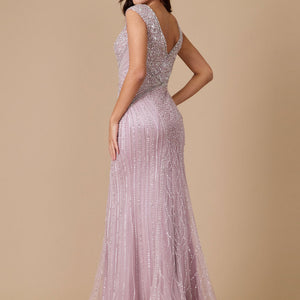 Dylan & Davids Long Hand Beaded Couture Formal Evening Dress