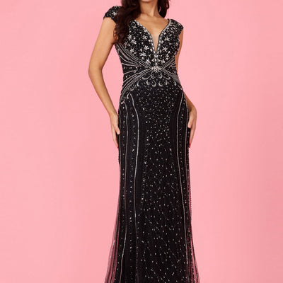 Dylan & Davids Long Hand Beaded Couture Formal Evening Dress