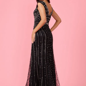 Dylan & Davids Long Hand Beaded Couture Formal Evening Dress