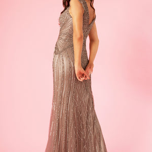 Dylan & Davids Fully Hand Beaded Long Couture Formal Evening Dress