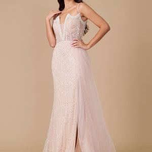 Dylan & Davids Corset Hand Beaded Couture Formal Dress