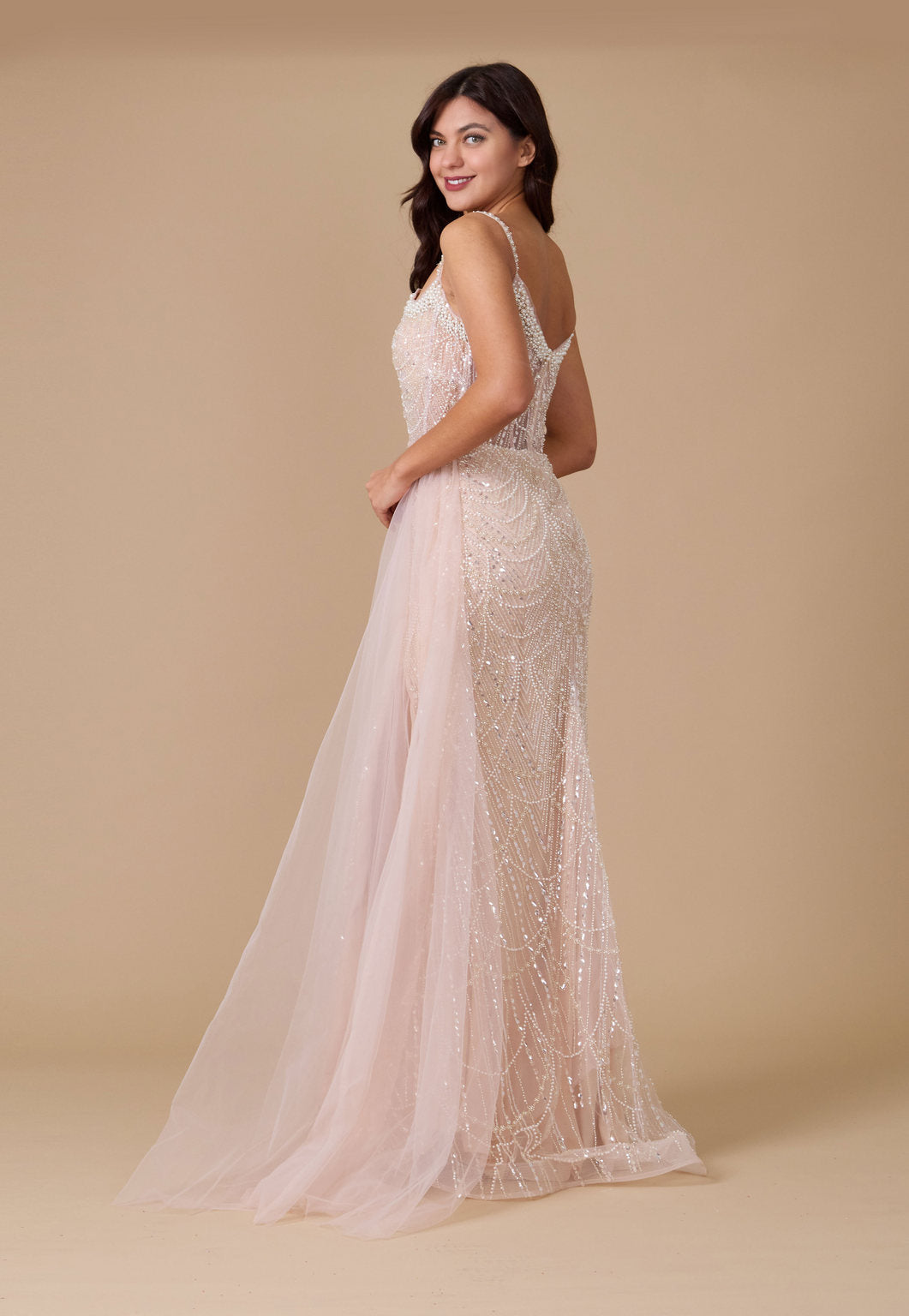 Dylan & Davids Corset Hand Beaded Couture Formal Dress