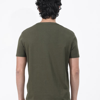 Rare Rabbit Articale Mens Del Olive Cotton Polyester Fabric Short Sleeve Crew Neck Regular Fit Printed T-Shirt