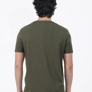 Rare Rabbit Articale Mens Del Olive Cotton Polyester Fabric Short Sleeve Crew Neck Regular Fit Printed T-Shirt