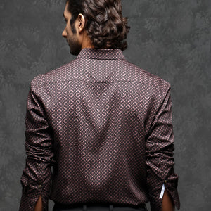 Rare Rabbit Men's Delky Black Shirt Modal Cotton Fabric Full Sleeves Monogram Shirt