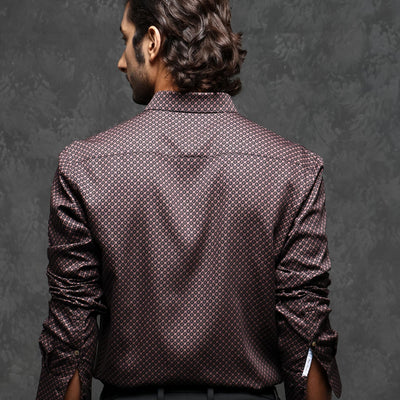 Rare Rabbit Men's Delky Black Shirt Modal Cotton Fabric Full Sleeves Monogram Shirt