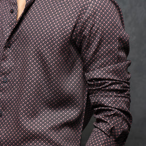 Rare Rabbit Men's Delky Black Shirt Modal Cotton Fabric Full Sleeves Monogram Shirt
